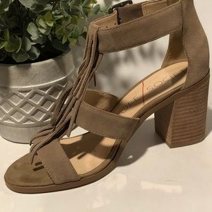 Sole Society Fringe Block Heel Sandals - Delilah